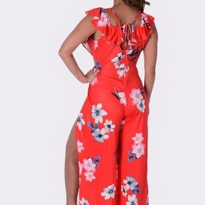 Fit Miami Style Pants - Red Floral Jumpsuit Fit Miami Style Pants - Red Floral Jumpsuit